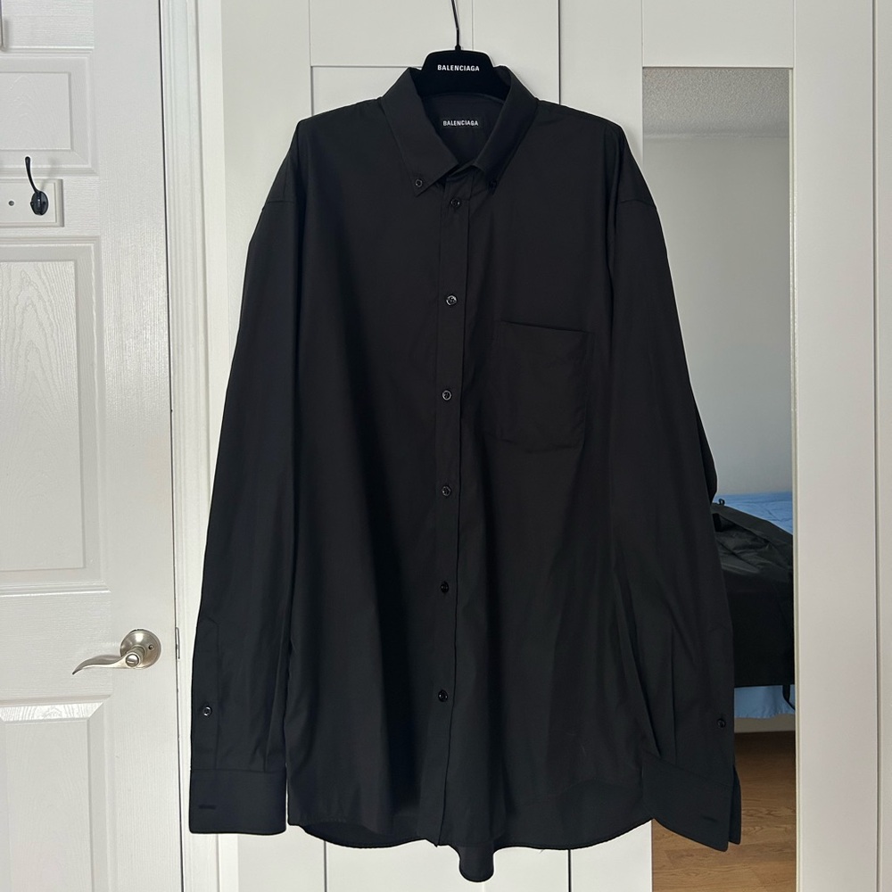 Balenciaga Men's Classic Black Button Down Shirt